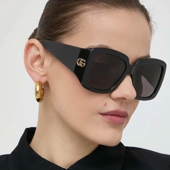 Gucci GG1402SA 001 Square Sunglasses - Black/Grey - Picture 3 of 10
